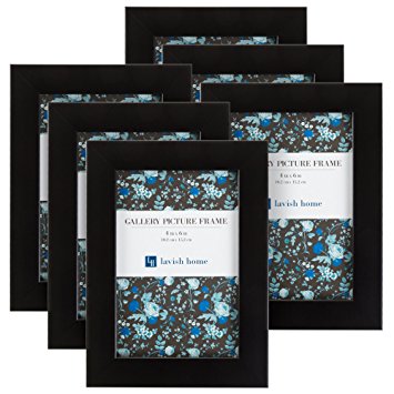 Picture Frame Set, 4x6 Frames Pack For Picture Gallery Wall With Stand and Hanging Hooks, Set of 6 By Lavish Home (Black)