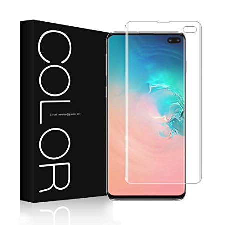 G-Color Galaxy S10 Plus Screen Protector, S10 Plus [Fingerprints Sensor Compatible] [Full Adhesive] [Case Friendly] [3D Curved Fit] Tempered Glass Screen Protector for Samsung Galaxy S10 Plus