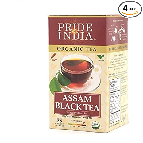 Pride Of India - Organic Assam Breakfast Black Tea, 100 Tea Bags
