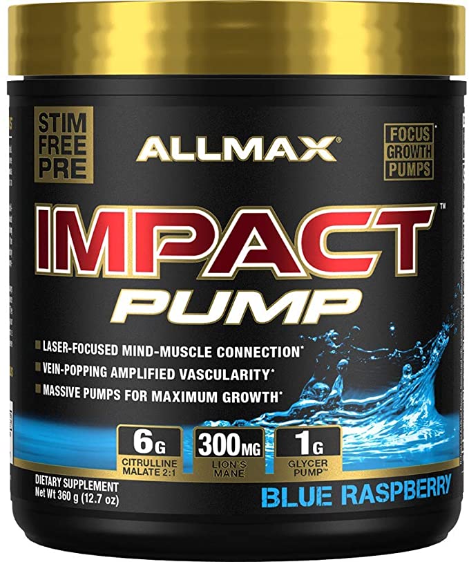 ALLMAX Nutrition Impact Pump, Blue Raspberry, 12.7 oz (360 g)