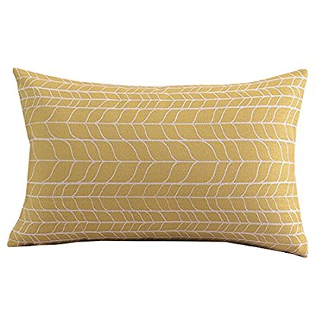 Create For-Life Cotton Linen Decorative Pillowcase Throw Pillow Cushion Cover Simple Chevron Yellow Rectangle 12" * 20"