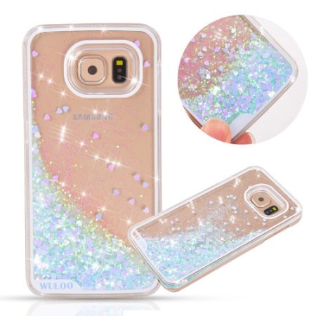 Urberry Galaxy S6 Case, Running Glitter Cover, Creative Design Flowing Liquid Floating Luxury Bling Glitter Sparkle Hard Case for Samsung Galaxy S6 with a Screen Protector
