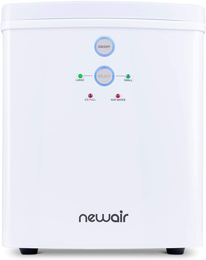 NewAir Portable Maker 33 lb 2 Ice Size Bullets Daily, Perfect Machine for Countertops, NIM033WH00, White