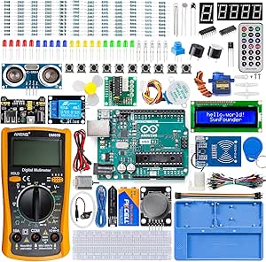 SunFounder Inventor Lab Starter Kit with Original Arduino Uno R3 REV3 Board Multimeter Basic to Advance 34 Projects RAB Breadboard Holder HCSR-04 Sensor 1602 LCD Servo Motor