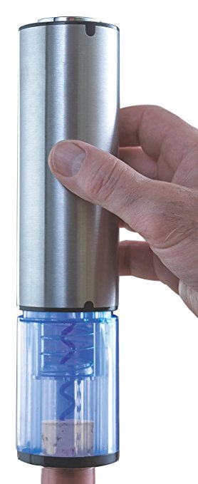 Wine Enthusiast Electric Blue Automatic Wine Opener, Stainless Steel