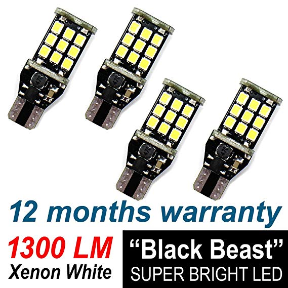 LEDvillage"Black Beast" Extremely Bright Error Free 921 912 T15 PX Chipsets LED Bulbs for Backup Reverse Lights, Xenon White (Pack of 4)