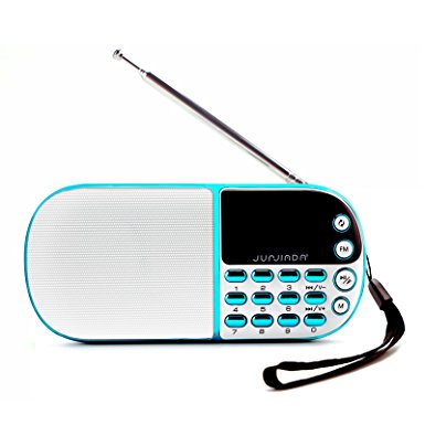 Portable Mini USB FM Radio rechargeable with Speaker Music Player Micro SD/TF Card Radio Speaker(18650 2000MA) (White)