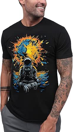 INTO THE AM Graphic TShirts for Men S - 4XL Cool Edgy Trippy Design Casual Tees Streetwear Skeleton Skull