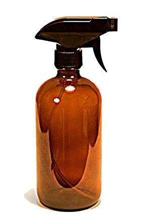 Glass Amber Spray Bottle 16 oz by Oils For Everything - Black Trigger Sprayer w/ Spray and Stream Nozzle Settings