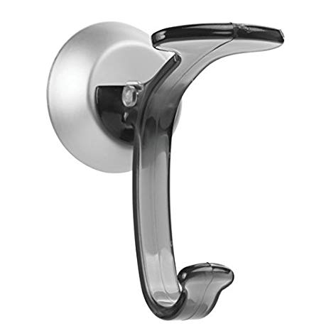 InterDesign Metro Ultra Power Lock Rustproof Aluminum Suction Hook for Bathroom - Smoke/Silver