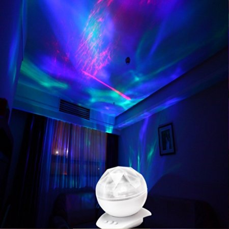 Covenov Colorful Diamonds Led Night Light Lamp LED Light Projector Aurora Borealis Projection Bulb Light Color Changing Night Light Speaker Lamp Perfect for Kids and Adults