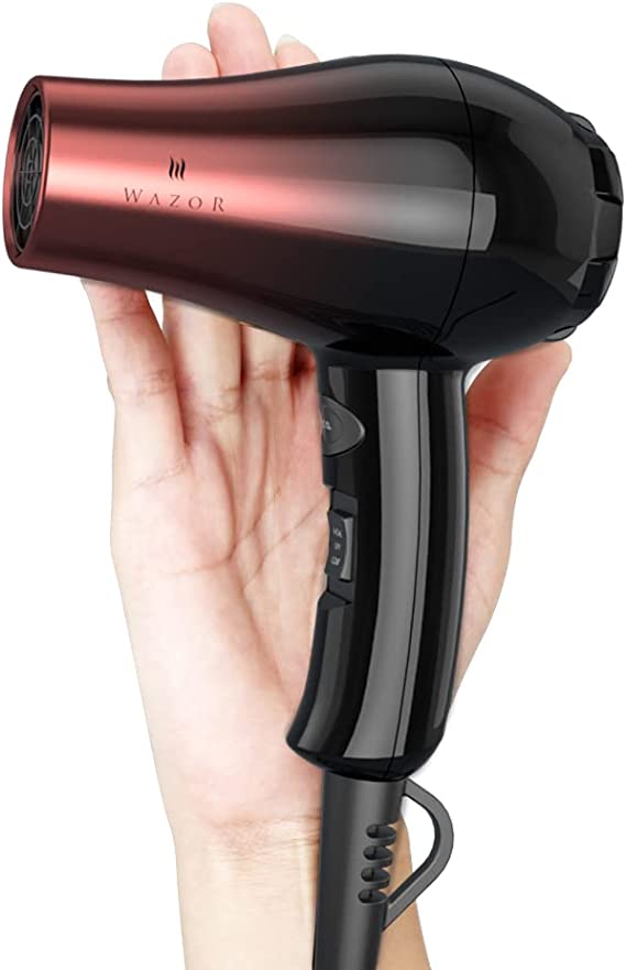 Mini Ionic Hair Dryer for Travel and RV 1000W Lightweight Low Noise Blow Dryer for kids Compact Low Noise Dryer with Concentrator, 2 Speed Settings