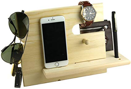 lieomo Handmade Gift - Phone, Wallet, pens, Rings, Coins Wood Organizer Men's Gift