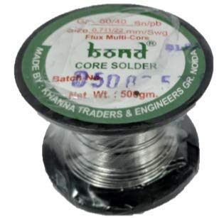 Bond Solder Wire 60/40 Tin/Lead Rosin Cored Solder wire | 22 guage (0.71 mm) | Weight - 50 grams