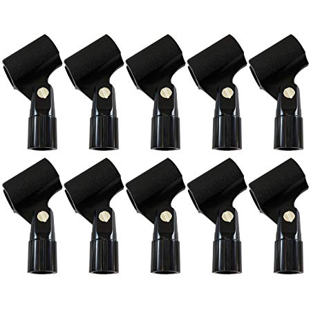 GLS Audio Mic Clip - Heavy Duty Microphone Clips - "U" Style Mike Clip - Fits all standard size Mics - 10 PACK