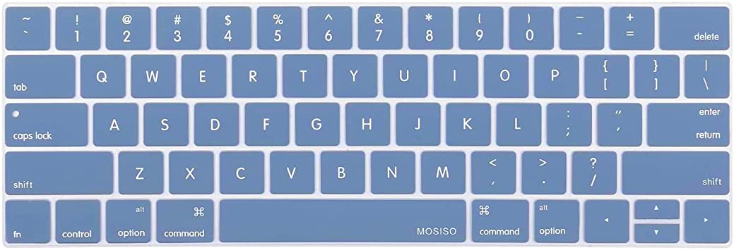 MOSISO Keyboard Cover Compatible with MacBook Pro with Touch Bar 13 and 15 inch 2019 2018 2017 2016 (Model: A2159, A1989, A1990, A1706, A1707), Silicone Skin Protector, Dusty Blue