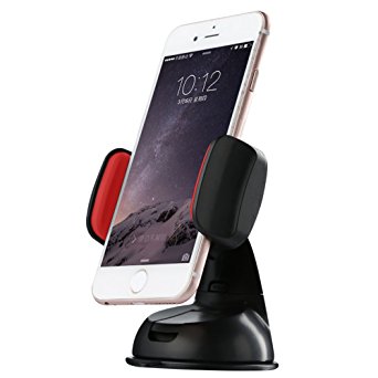 AOFU Car Mount Phone Holder,360° Rotation Universal Car Mount Cradle for iPhone 6/6S/6 Plus/6S Plus/5/5S/5C/SE,Samsung Galaxy S7 Edge/S7/Note 7,Nexus 6P/5,LG G5/4,HTC M9 and More (Black Red)