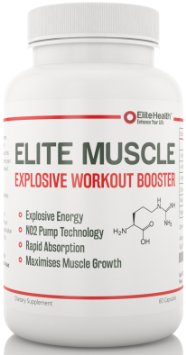Extreme Nitric Oxide Booster Supplement - Elite Muscle® - Used by Bodybuilders for Muscle Pumps, Increased Muscle Growth & Strength - Advanced NO2 Formula - Made In The UK - Satisfaction Or Your Money Back Guaranteed