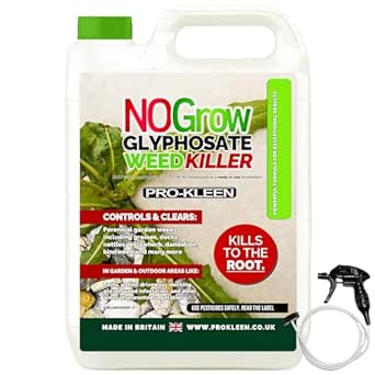 Pro-Kleen NOGROW WeedKiller 4 Litre Deep Root Killing 7.2g/l Glyphosate Weed Killer Ready to Use Formula Supplied with Spray Head & Hose