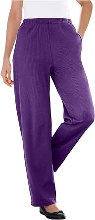 Woman Within Women's Plus Size 7-Day Knit Ribbed Straight Leg Pant