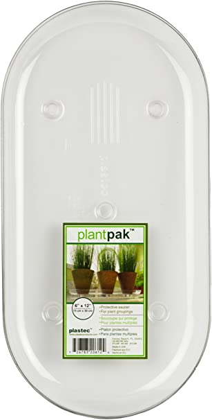 Plastec PLIPAK612 Oval Plantpak Saucer, Clear, 12 inches