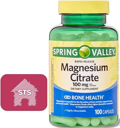 Spring Valley - Magnesium Citrate 100 mg, Rapid-Release, 100 Capsules   STS Sticker.