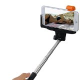 LuckybirdTM Quick iSnap Pro 2-In-1 Self-portrait Monopod Extendable foldable Selfie Stick with built-in Bluetooth Remote Shutter With 180 degree Adjustable Grip Holder-Black