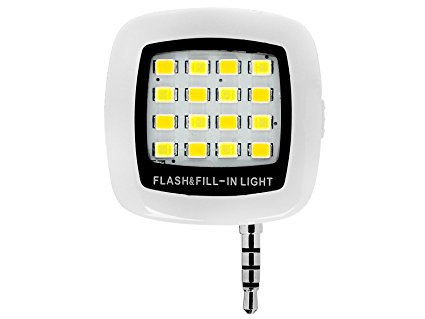 Portable Mini 16 Leds LED Flash Fill Light Rechargeable for Smartphone iphone Samsung HTC and Camera Video Light (White)