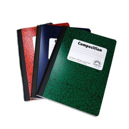3 Pk, Composition Books, 9.75 X 7.5 Inches, 100 Sheets/200 Pages, Assorted Colors