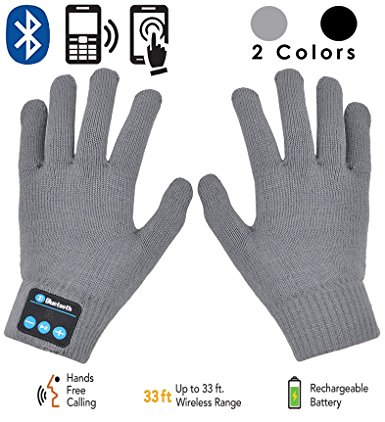 Bluetooth Gloves, Rechargeable Unisex Wireless Gloves with a Built-in Mic, Hi-Fi Speakers & Control Panel, Charges via USB, Unique & Delightful Christmas Gift for Your Friends and Families by HANPURE