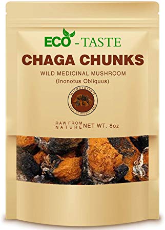 Chaga Mushroom Chunks - 8 Ounce, 100% Wild Harvested with Black Top Crust, Premium Tea Chunks - Antioxidants, Healthy Drinks
