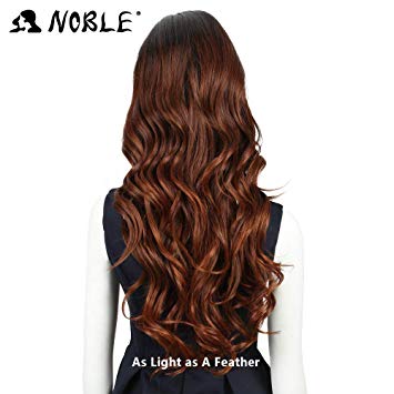 NOBLE EASY 360 Lace Front Wigs Chestnut Color Free Part Natural Curly Body Wave Long Hair Wigs Wide Lace Wig (29inches, TAT 1B/33D/130E)