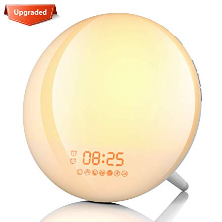 Sunrise Alarm Clock, Homagical Wake-Up Light Alarm Clock with Colored Sunrise Simulation & Sunset Fading Bedside Night Lamp, Dual Alarms, 7 Natural Sounds, Snooze, FM Radio for Adults Kids Bedrooms