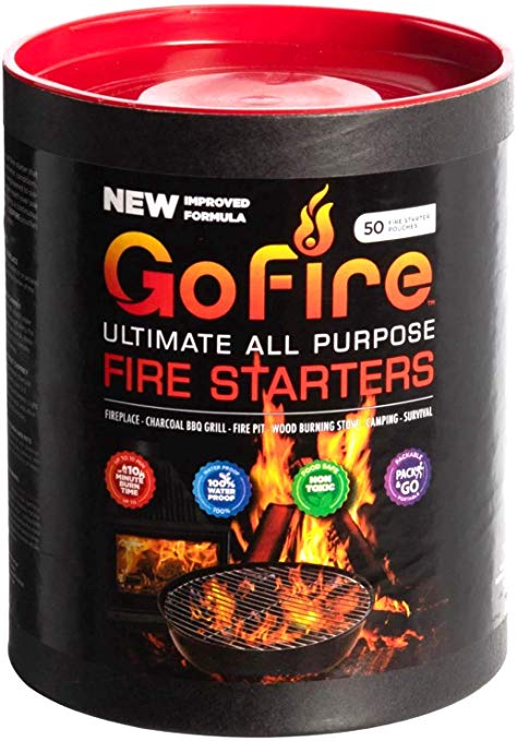 GoFire Fire Starters, Waterproof, Non Toxic, Packable Fire Starter! Perfect for Wood Stove. Firestarters for Wood Burning. Superior to Fat Wood! 50 Pack
