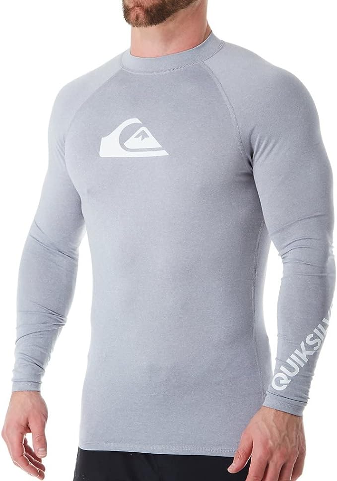 Quiksilver Mens All Time Long Sleeve Rashguard UPF 50 Sun Protection Surf Shirt