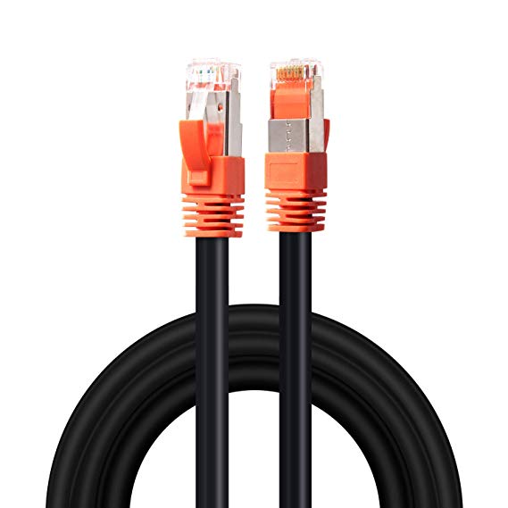 Outdoor Cat 7 Ethernet Cable DanYee Heavy-Duty Cat7 Networking Cord Patch Cable RJ45 10 Gigabit 600MHz LAN Wire Cable STP Waterproof Direct Burial Ethernet (50FT)