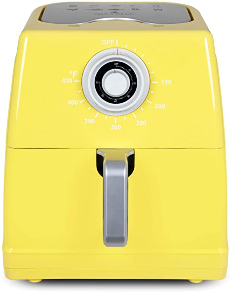 Paula Deen 8.5QT (1700 Watt) Large Air Fryer, Rapid Air Circulation System, Square Single Basket System, Ceramic Non-Stick Coating, Easy-to-Use Dial, 50 Recipes (Butter Yellow)