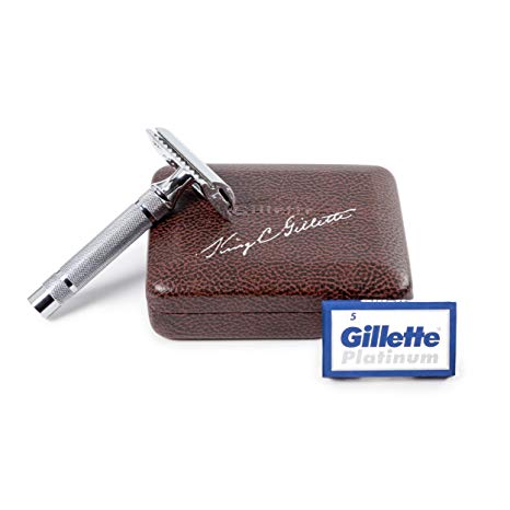 Gillette Heritage-Inspired Double Edge Safety Razor – Handle   5 Platinum Blades   Storage Case LIMITED QUANTITY