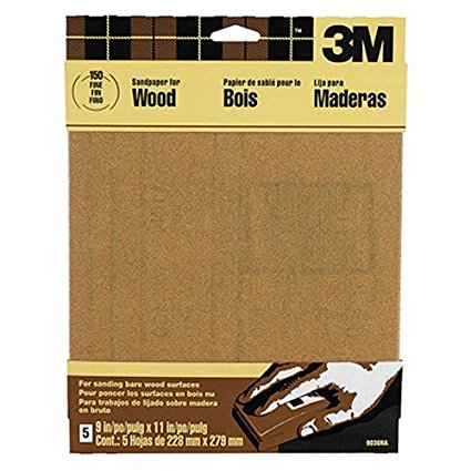 3M Garnet Sandpaper, Fine Grit, 9-Inch by 11-Inch, 5-Sheet