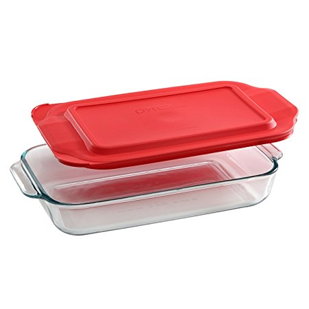 Pyrex 2-qt Oblong Baking Dish w/ Red Cover