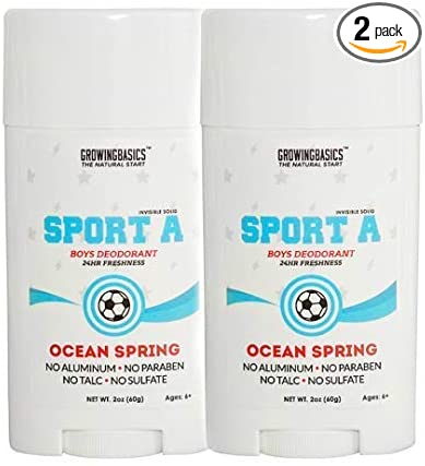 GrowingBasics Deodorant for Boys Ages 6 Up (Sport A) (Pack of 2)