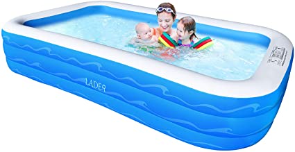 Inflatable Swimming Pool, LADER 120" X 72" X 22" Family Full-Sized Pool for Kids, Toddlers, Infant & Adult, Swim Center for Ages 3 ,Outdoor, Garden, Backyard, Summer Water Party (Blue)