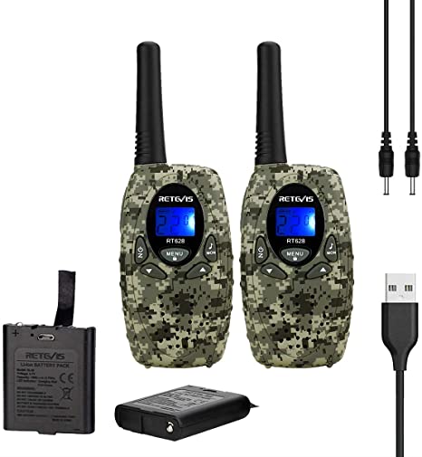 Retevis RT628 Walkie Talkies for Kids Rechargeable,22CH VOX Long Range Kids Walkie Talkies Rechargeable Toy,Toys for 4-7 Year Old Boy Birthday Gifts for Outdoor Scavenger Hunt(Camouflage, 2 Pack)