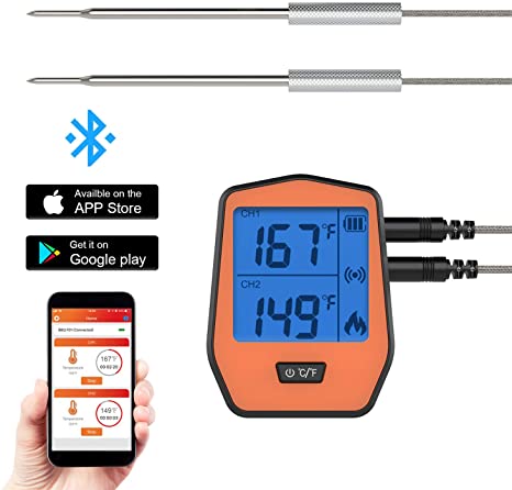 GuanTek Wireless Remote Digital Meat Thermometer - Smart Cooking Food Thermometer for Candy BBQ Grilling Oven Kitchen Grill with Dual Probe,Support iOS & Android[2020 Latest]
