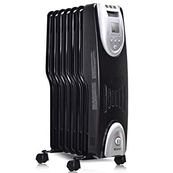 COSTWAY Oil Filled Radiator Heater Portable Electric heater with Digital Adjustable Thermostat W/Time Control(24.5” Height)