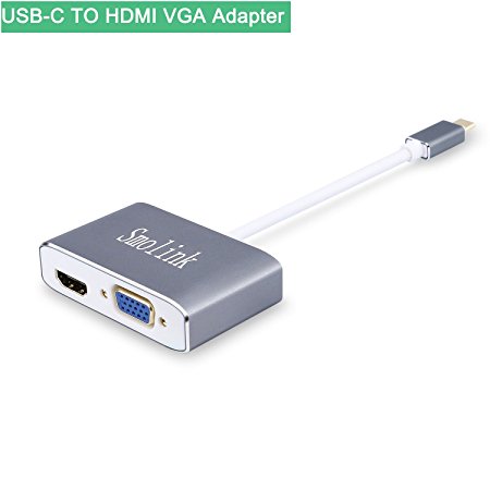 USB-C to HDMI VGA Adapter 4K 60Hz, Smolink USB 3.1 Type-C to VGA and HDMI Adaptor Converter for 2017/2016 Macbook Pro, Samsung S8/S8 , Chromebook Pixel