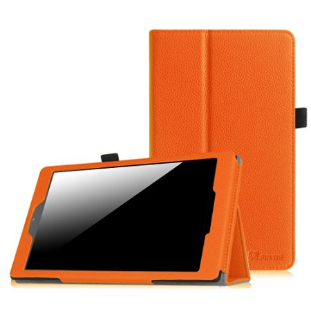 Fintie Folio Case for All-New Amazon Fire HD 8 (6th Generation, 2016 release), Slim Fit Premium Vegan Leather Standing Cover with Auto Wake / Sleep for Fire HD 8 Tablet (2016 6th Gen Only), Orange