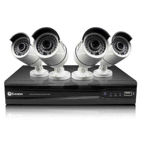 Swann SWNVK-873004 NVR8-7300 8 Channel Network Video Recorder and 4 x NHD-815 3MP Cameras White