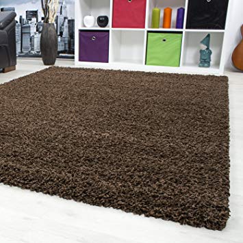 SMALL - EXTRA LARGE SIZE THICK MODERN PLAIN NON SHED SOFT SHAGGY RUG REC & ROUND WEIGHT APPR. 2600 GR DEEPT 50 MM LIVING ROOM SHAGGY RUGS SUITABLE FOR UNDERFLOOR HEATING FLOKATI RUGS, Color:Brown, Size:160x230 cm