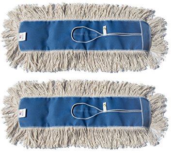 Nine Forty Industrial Strength Ultimate Cotton Floor Dust Mop Refill | Commercial Cleaner Mop Head Replacement (2 Pack, 24" Wide X 5")